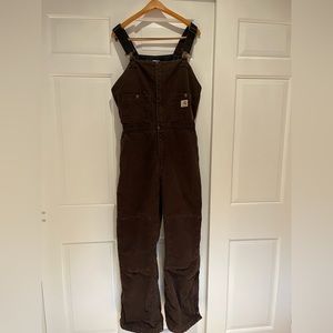 Carhartt Women's Overalls Size 10 Dark Brown Fully Lined